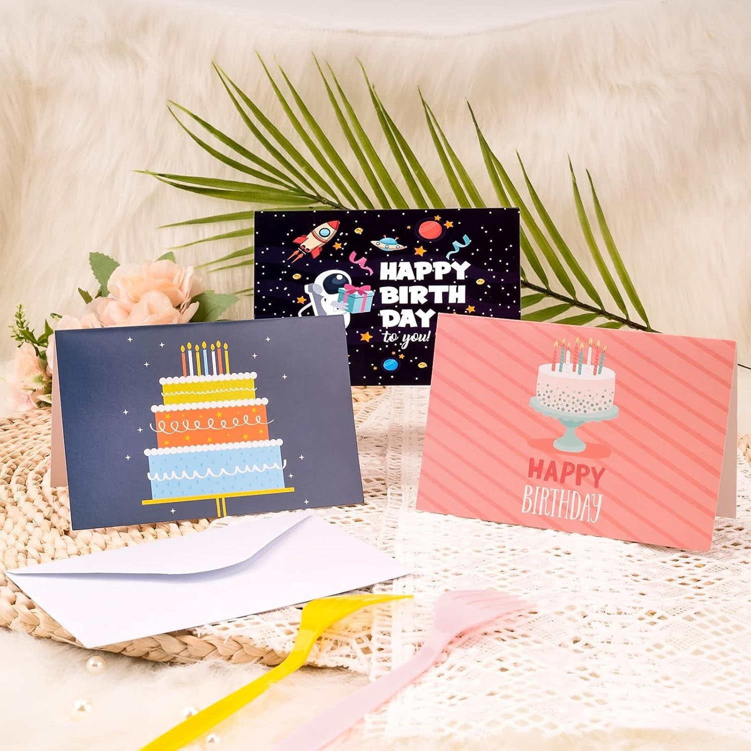 12 Birthday Cards Assortment - Birthday Candles Series Assorted Birthday Blank Note Cards with White Envelopes for Birthday, 4X6 Inch