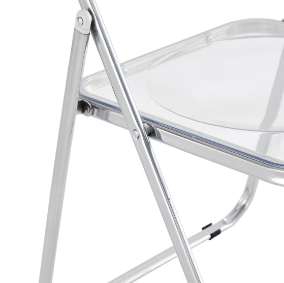 White Clear Folding Chair PC Plastic Living Room Seat