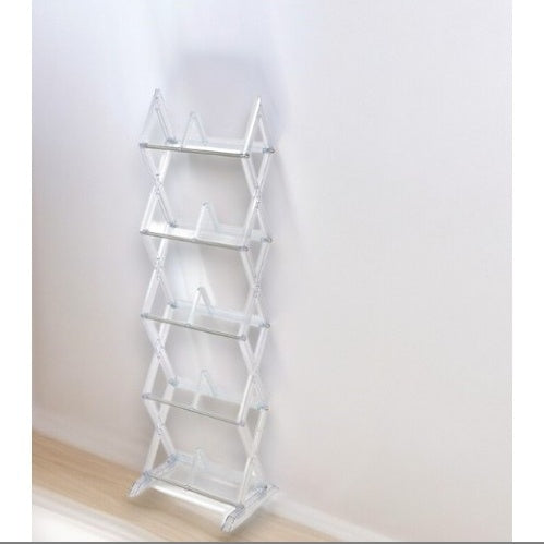 Clear 5 Tier Multimedia Rack With A Diamond Pattern