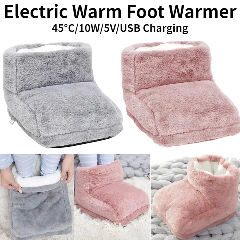 Electric Heater Foot Warmer USB Charging Power Saving Fleece Couple Warm Foot Cover Feet Heating Pads for Home Bedroom Sleeping