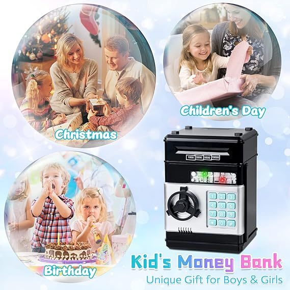 Saving Challenge Automatic Coin Storage Box, 1 Piece Modern Trendy Battery Powered Piggy Bank For Kids, Desk Number Piggy Bank Without Battery, Money Saving Supplies, Game Room Decor Ornaments, Home D