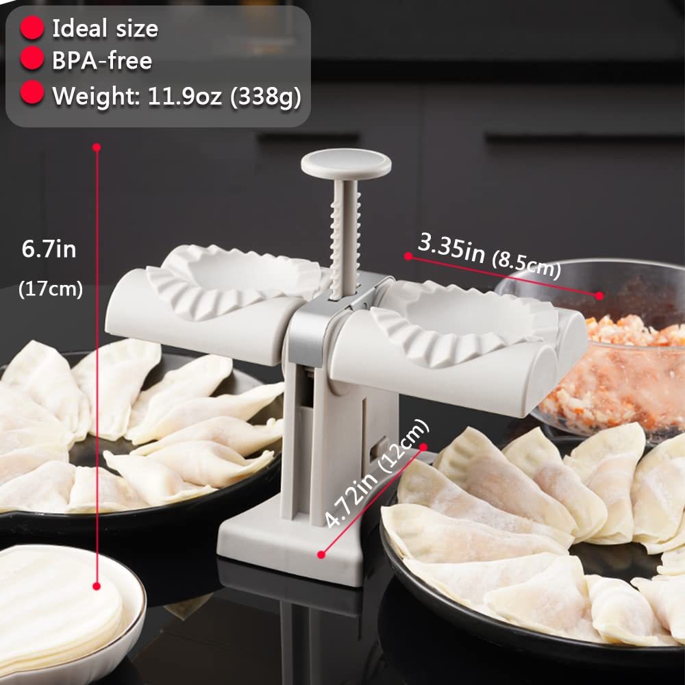 Collfa Automatic Dumpling Maker Mold Manual Ravioli Press Machine Dumpling Press Set Double Heads Mold Make 2 At A Time Quick Dumpling Empanadas Pierogi Maker Tool For Home,Kitchen Restaurant 2in1