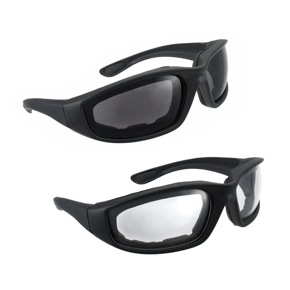 Pair Motorcycle Sports Padded Biker Riding Glasses Wind Resistant Sunglasses