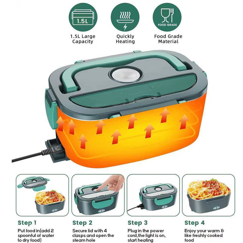 Electric Lunch Box Food Warmer Portable Food Heater Leak Proof For Car & Home