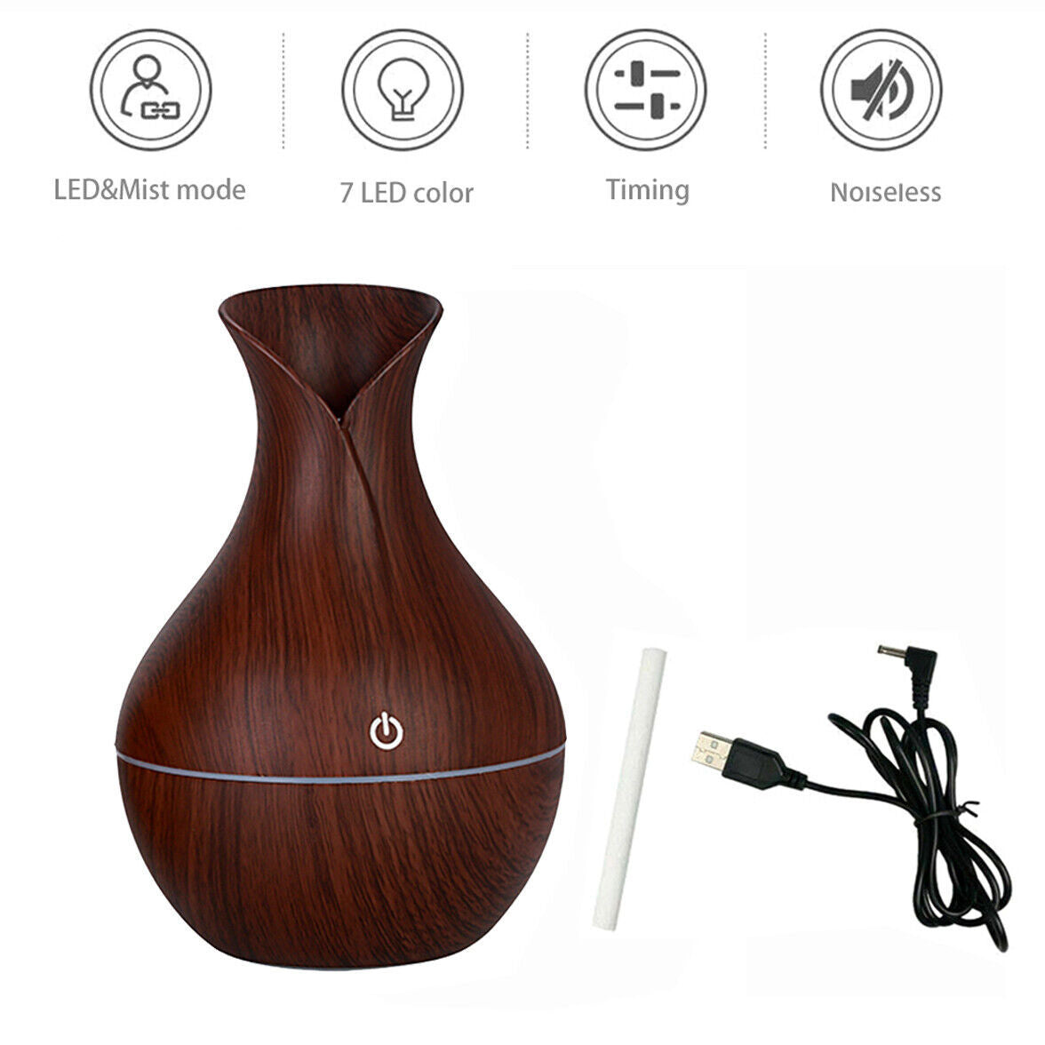 LED Ultrasonic Aroma Humidifier Essential Oil Diffuser Aromatherapy Air Purifier Home Small Incense Burner Holder Candle Yoga Fragrance Indoor Vase Shaped Aroma Burner Smoke Fountain Living Room Decor