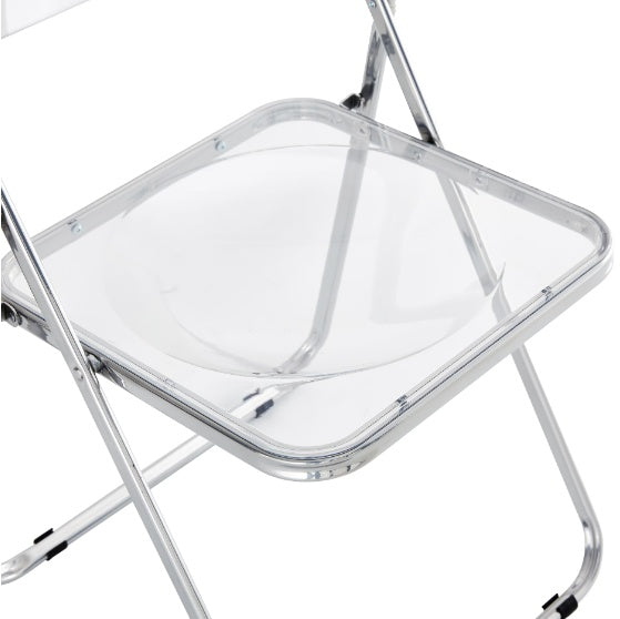 White Clear Folding Chair PC Plastic Living Room Seat