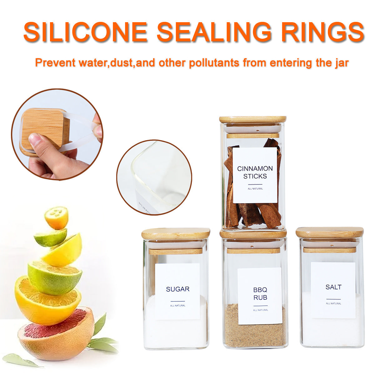 24 PCS Square Seasoning Jars Pepper Bottle Pepper Powder Bottle 240ml Glass Seasoning Jars Salt Jars