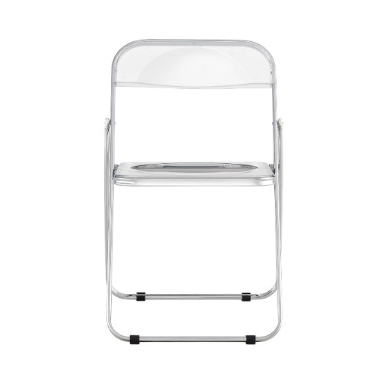 White Clear Folding Chair PC Plastic Living Room Seat