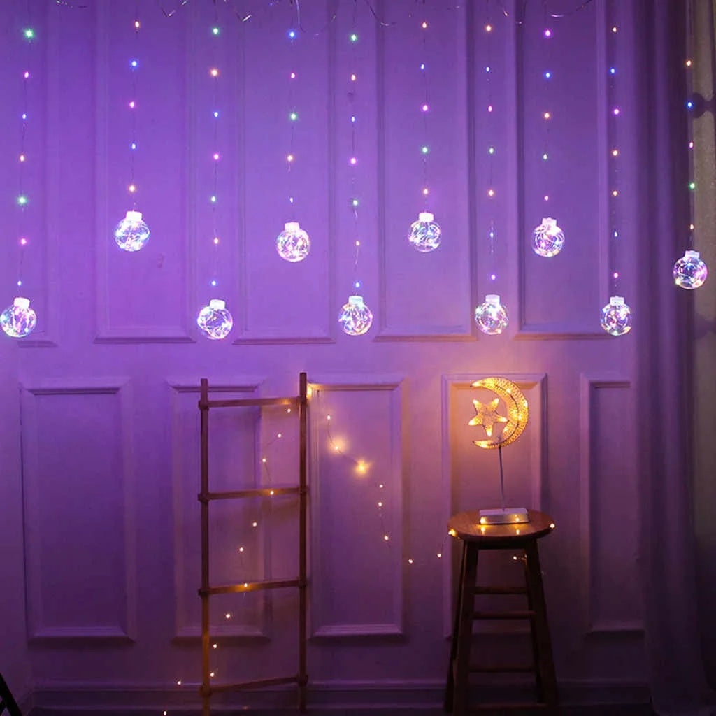 Led Curtain With 10 Lamps Incandescent Balls Fairy Wire