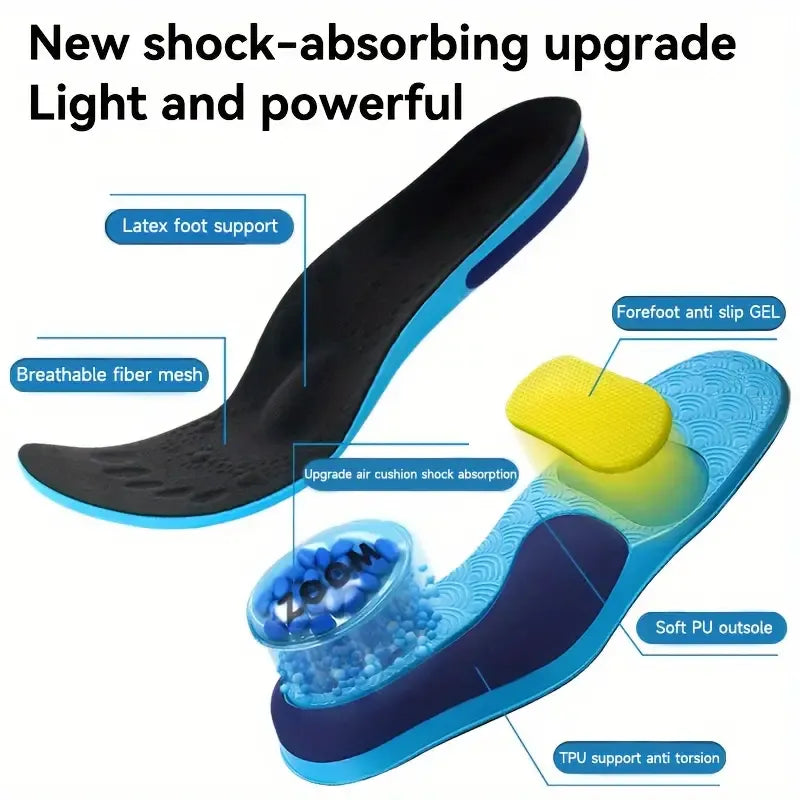 Arch Support Insoles - Shock-Absorbing, Comfort Fit for Running & Work Boots, Ideal for Long Standing