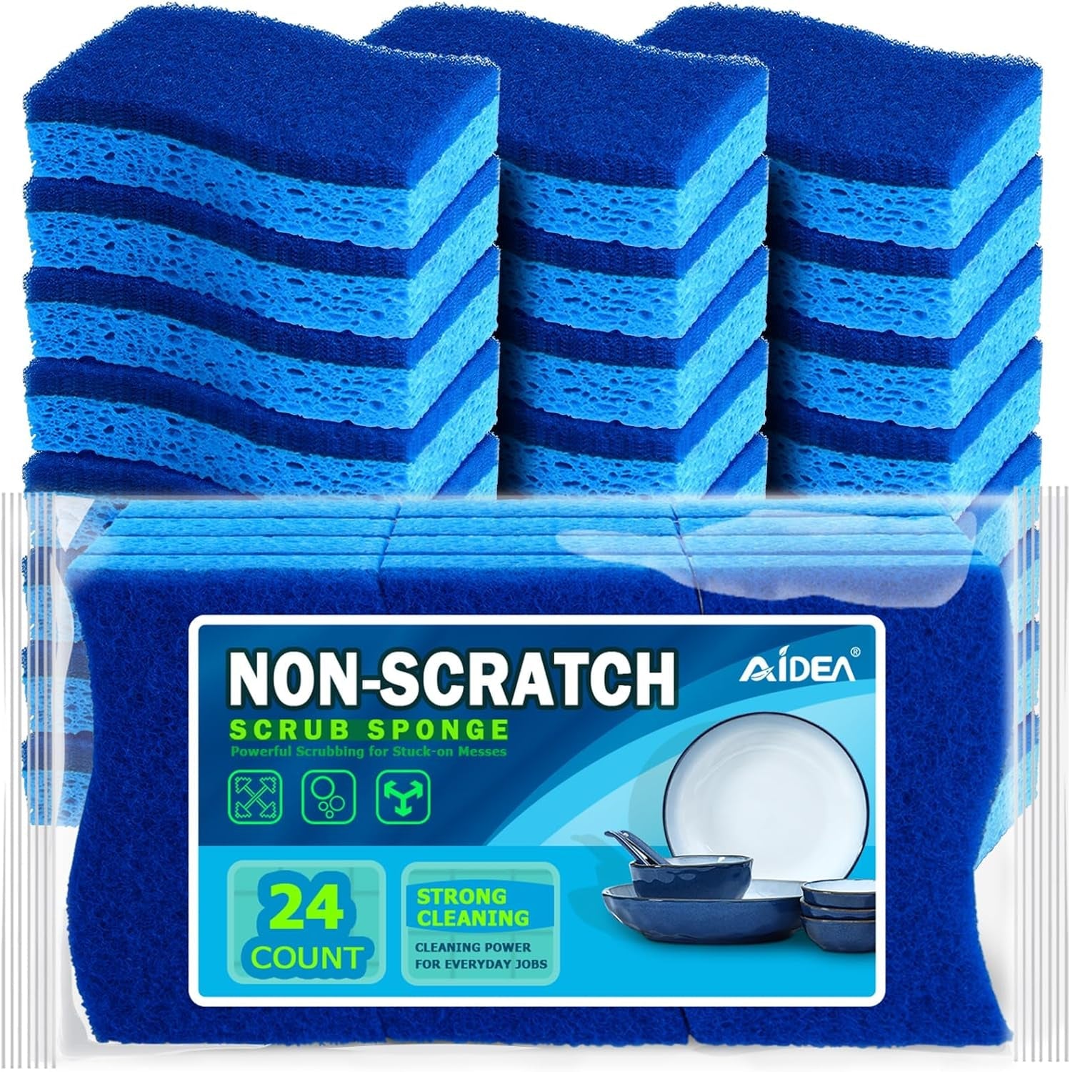 '-Brite Non-Scratch Scrub Sponge-24Count, Sponges for Dishes, Sponges Kitchen, Cleaning Sponge, Cleans Fast without Scratching, Stands up to Stuck-On Grime, Cleaning Power for Everyday Jobs