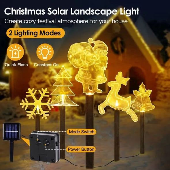 5Pcs Mixed Christmas Decoration Light Solar Stake Light Waterproof Reindeer Snowflake Bell Christmas Tree Santa Claus Light Outdoor Landscape Light By  Eggracks By Global Phoenix