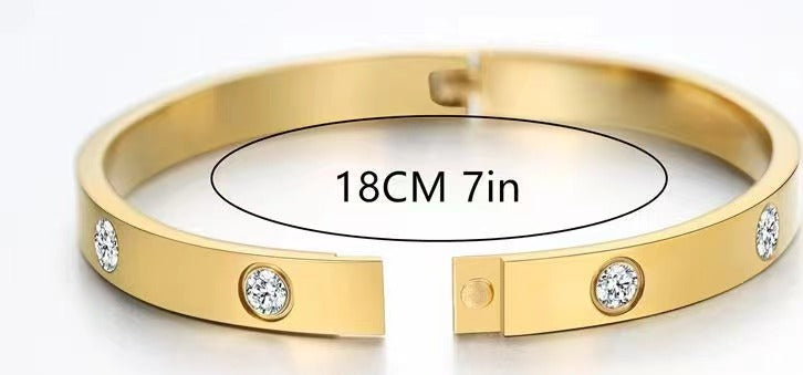 Gold Bracelets For Women 14K Gold Plated Friendship Love Bangle Bracelets Cubic Zirconia Stainless Steel Bracelet Jewelry Christmas Valentines Graduation Gifts For Women Teen Girls