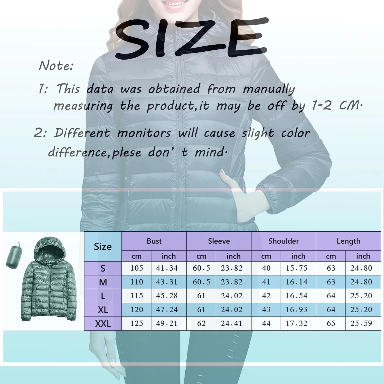 Women'S Packable down Jacket Lightweight Puffer Jacket Hooded Winter Coat Hot Pink L