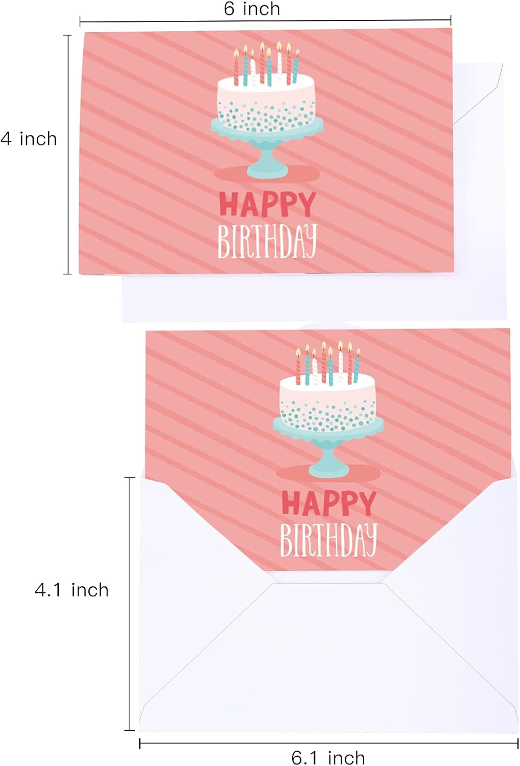 12 Birthday Cards Assortment - Birthday Candles Series Assorted Birthday Blank Note Cards with White Envelopes for Birthday, 4X6 Inch