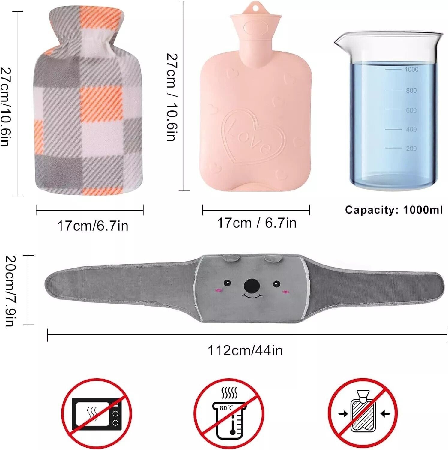 Hot Water Bottle Warmer Plush Faux Fur Waist Cover Belt Warmer Bottles