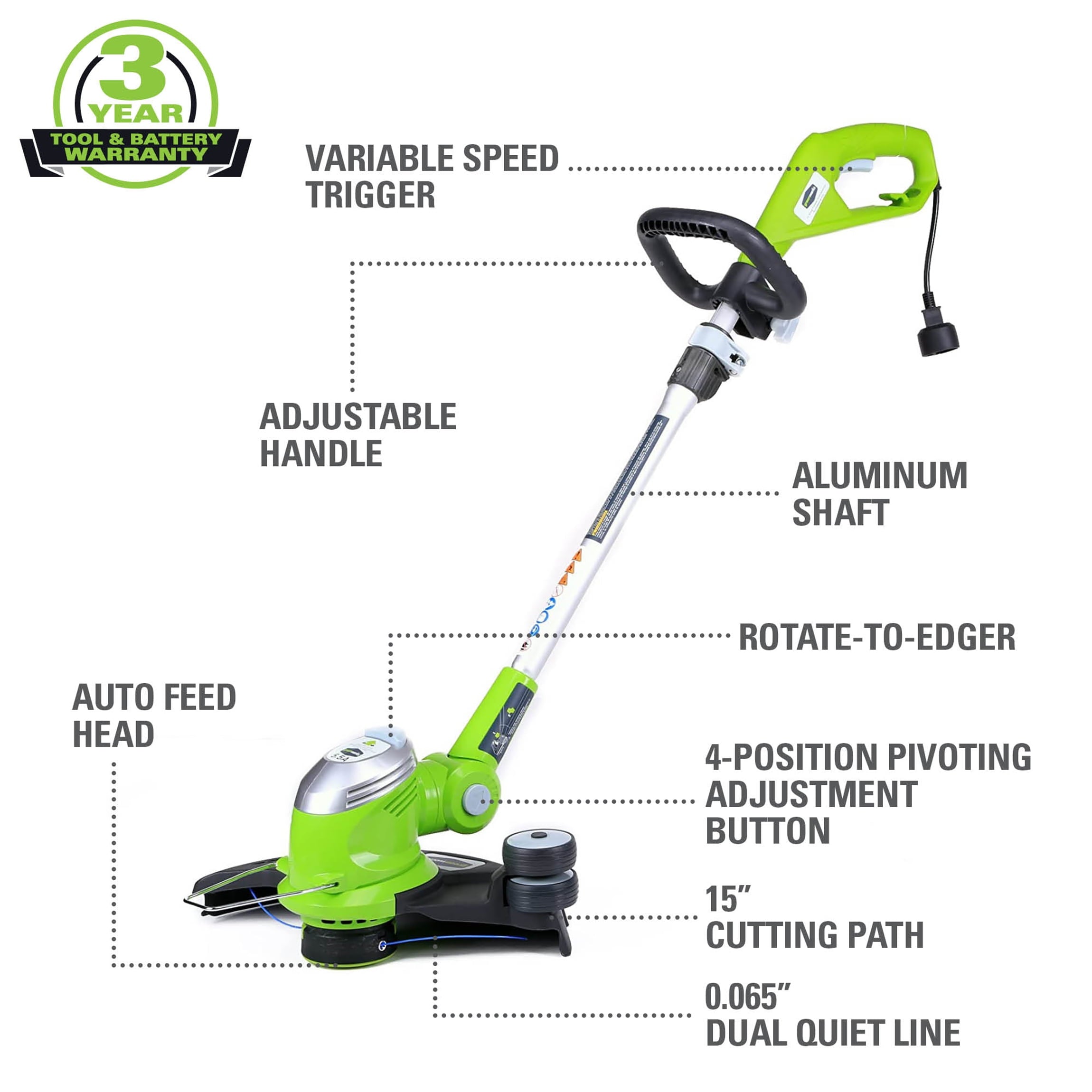 5.5 Amp 15 in Corded Electric String Trimmer, 21272