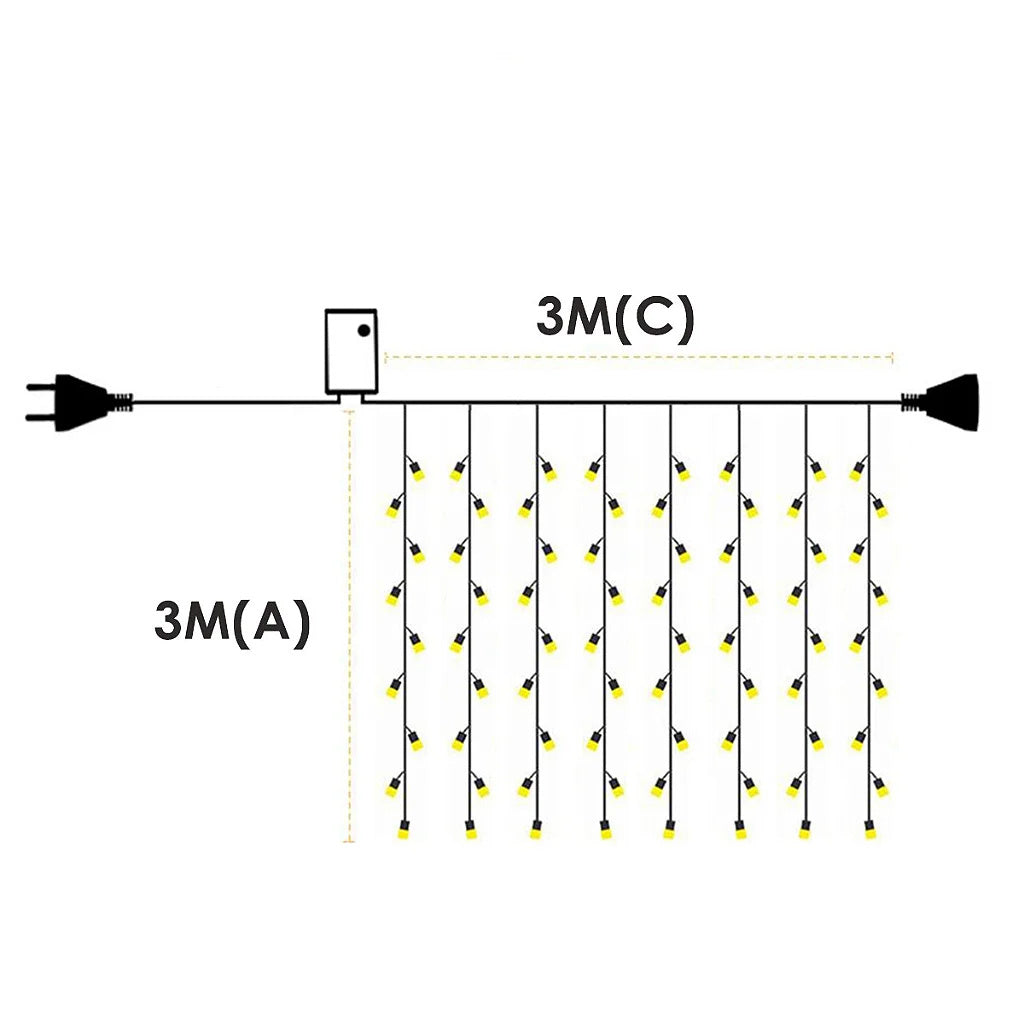 LED Blink Curtain 320L 3x3M 8 Modes 110v Christmas Decoration