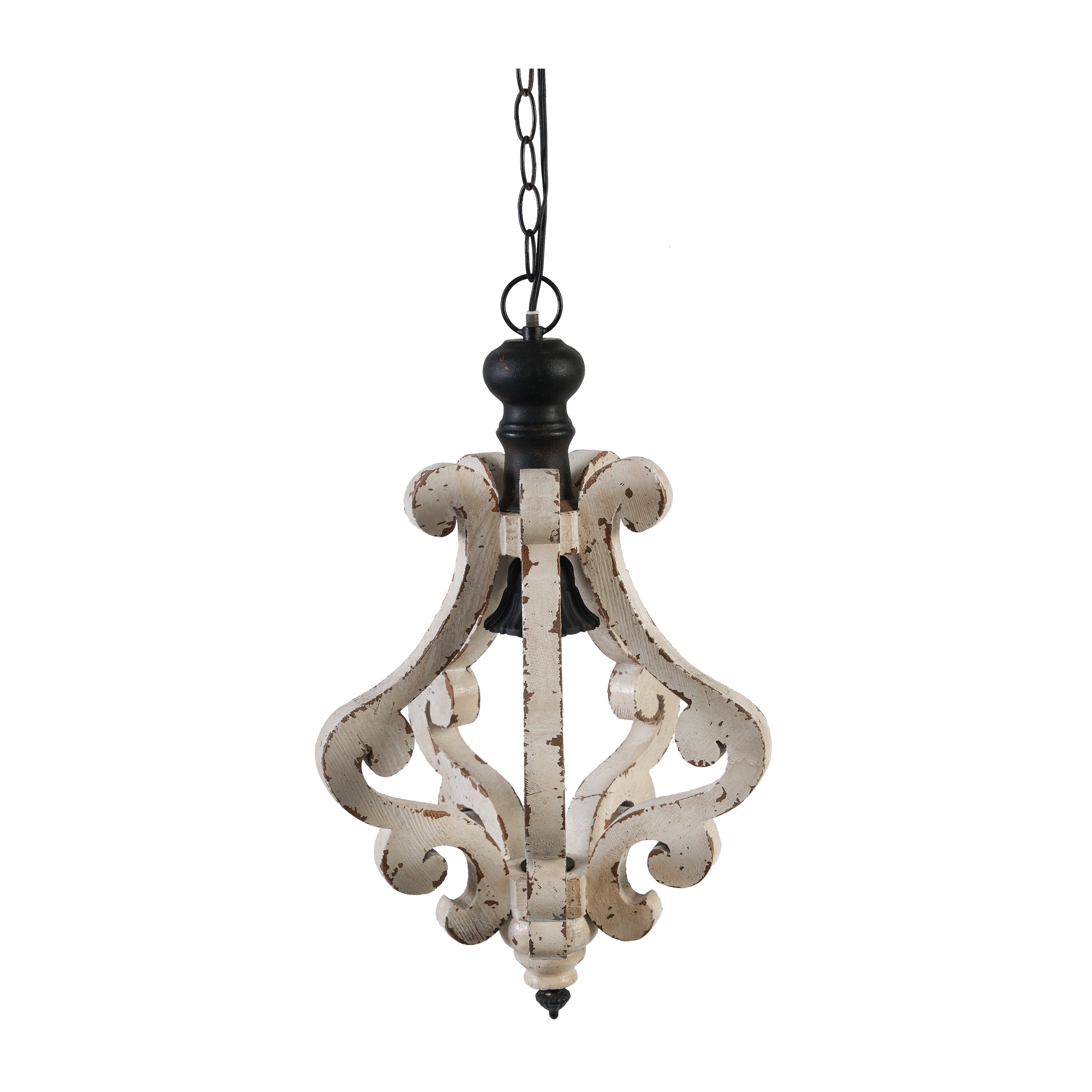 Farmhouse Chandelier, Dilapidated White Chandelier French Country Wood Chandelier For Living Room Foyer, Bulb Not Included