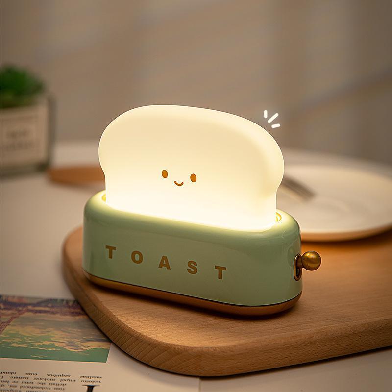 Toaster Lamp - Smiling Face, Toast-Shaped, Cute Room Decor For Bedroom, Bedside, Living Room, Dining, Desk - Charming Night Light