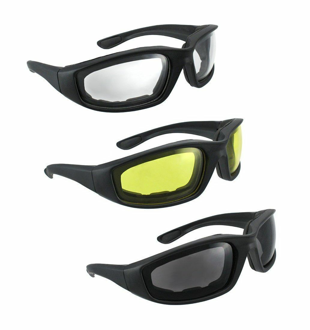 Pair Motorcycle Sports Padded Biker Riding Glasses Wind Resistant Sunglasses