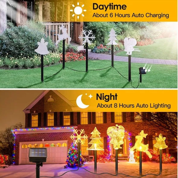 5Pcs Mixed Christmas Decoration Light Solar Stake Light Waterproof Reindeer Snowflake Bell Christmas Tree Santa Claus Light Outdoor Landscape Light By  Eggracks By Global Phoenix