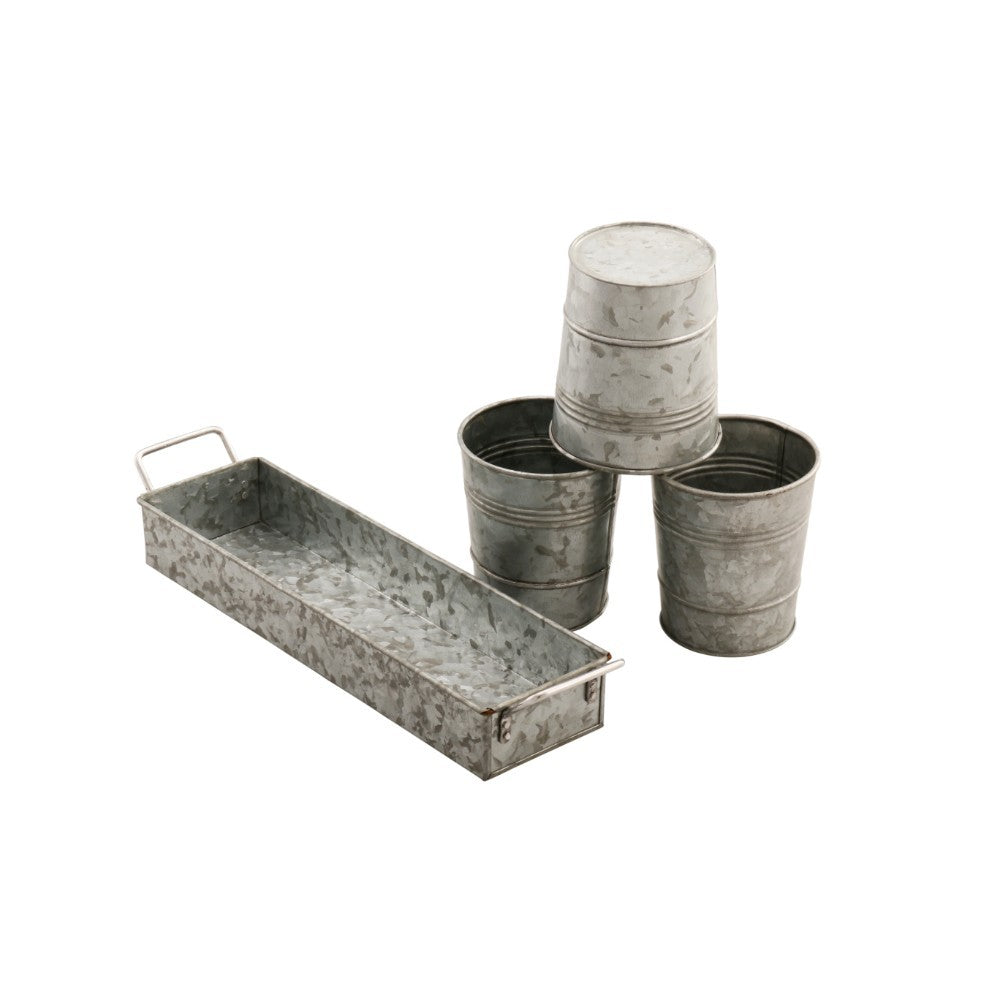 Metal Galvanized Flower Pots