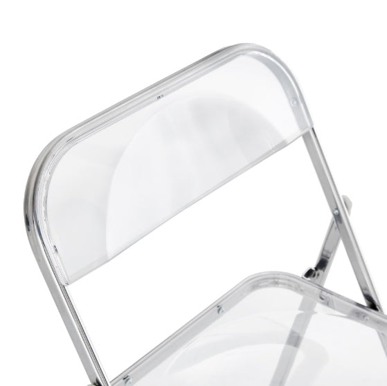 White Clear Folding Chair PC Plastic Living Room Seat