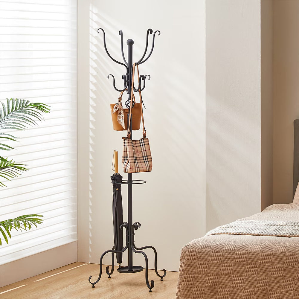 Freestanding Metal Coat Hat Rack,Clothes Hanger With Umbrella Holder,for Entryway,Bedroom,Home,Office