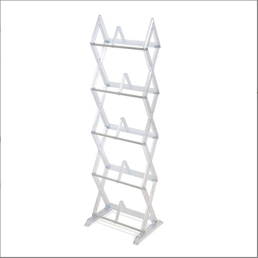 Clear 5 Tier Multimedia Rack With A Diamond Pattern