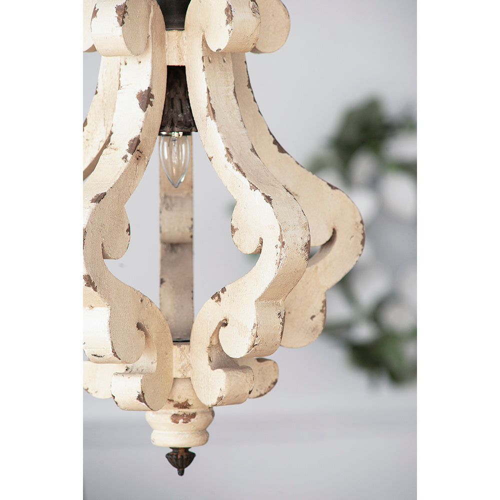 Farmhouse Chandelier, Dilapidated White Chandelier French Country Wood Chandelier For Living Room Foyer, Bulb Not Included