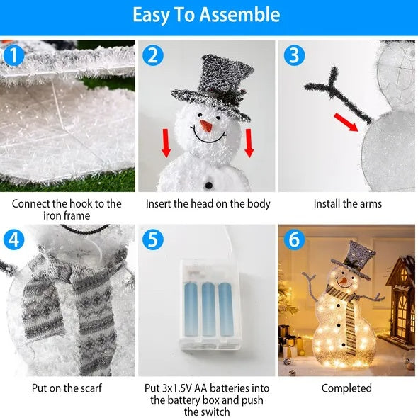 LED Christmas Snowman Decoration Light Collapsible Battery Operated