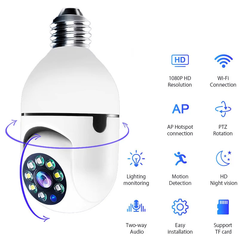 360 Degree Light Bulb Camera Wi-Fi IR Night Smart Home Wireless Security E27 Audio Baby Monitor Auto Tracking Home Security Camera