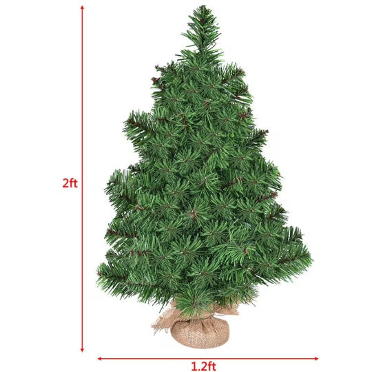 1 Pc 2 3 Feet Tabletop Unlit Christmas Tree In Burlap Base For Outdoor And Indoor