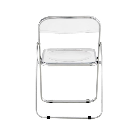 White Clear Folding Chair PC Plastic Living Room Seat