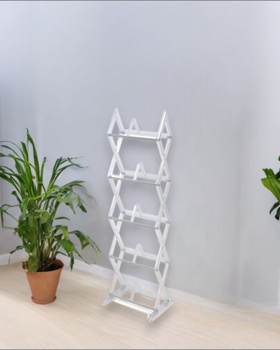 Clear 5 Tier Multimedia Rack With A Diamond Pattern