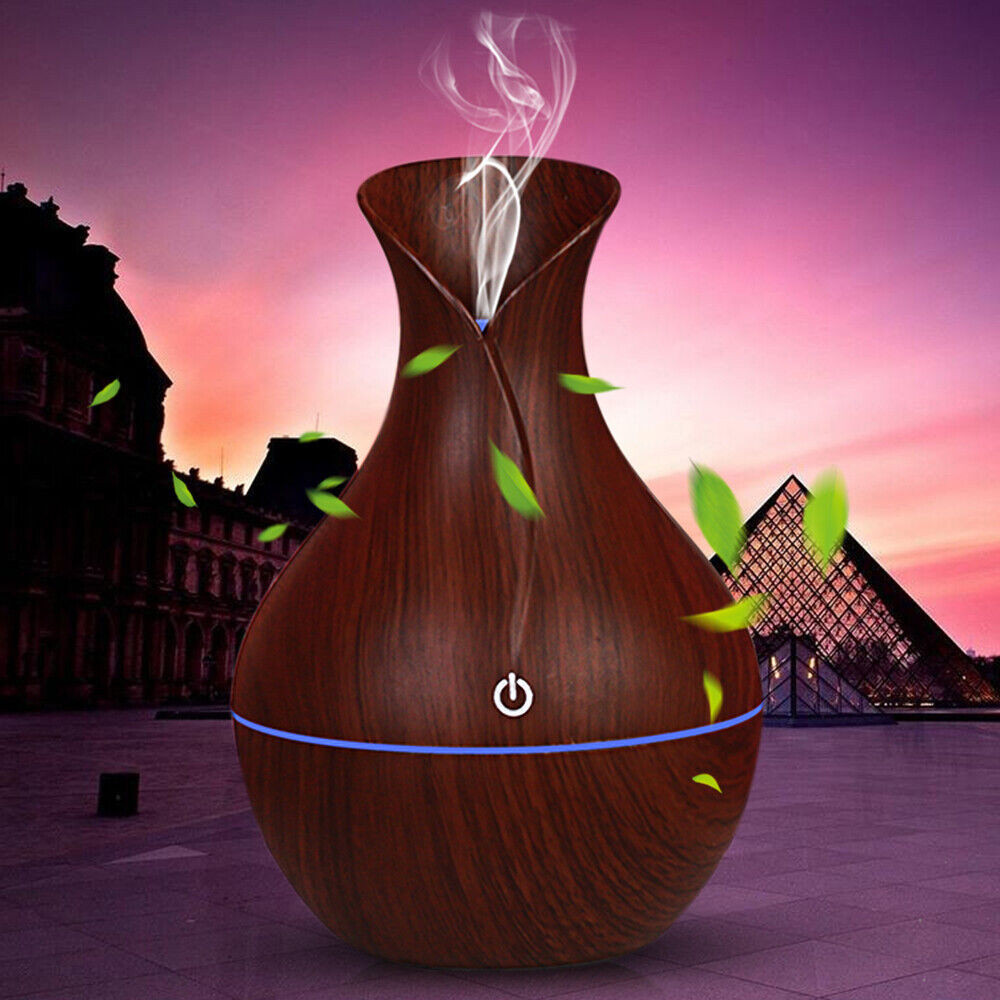 LED Ultrasonic Aroma Humidifier Essential Oil Diffuser Aromatherapy Air Purifier Home Small Incense Burner Holder Candle Yoga Fragrance Indoor Vase Shaped Aroma Burner Smoke Fountain Living Room Decor