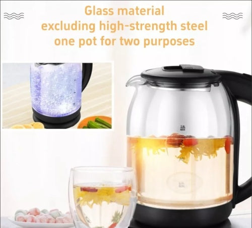 1.8L Electric Kettle Glass Witer With LED Lighting Glass Kettle, Black