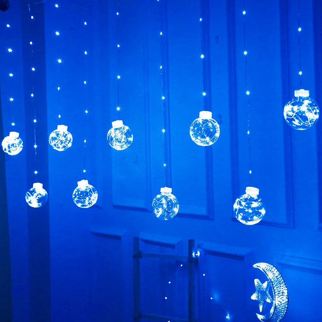 Led Curtain With 10 Lamps Incandescent Balls Fairy Wire