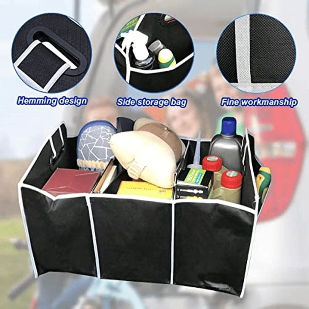 Car Multi-Pocket Trunk Organizer Large Capacity Folding Storage Bag Trunk Stowing And Tidying Trunk Organizer Car Accessories