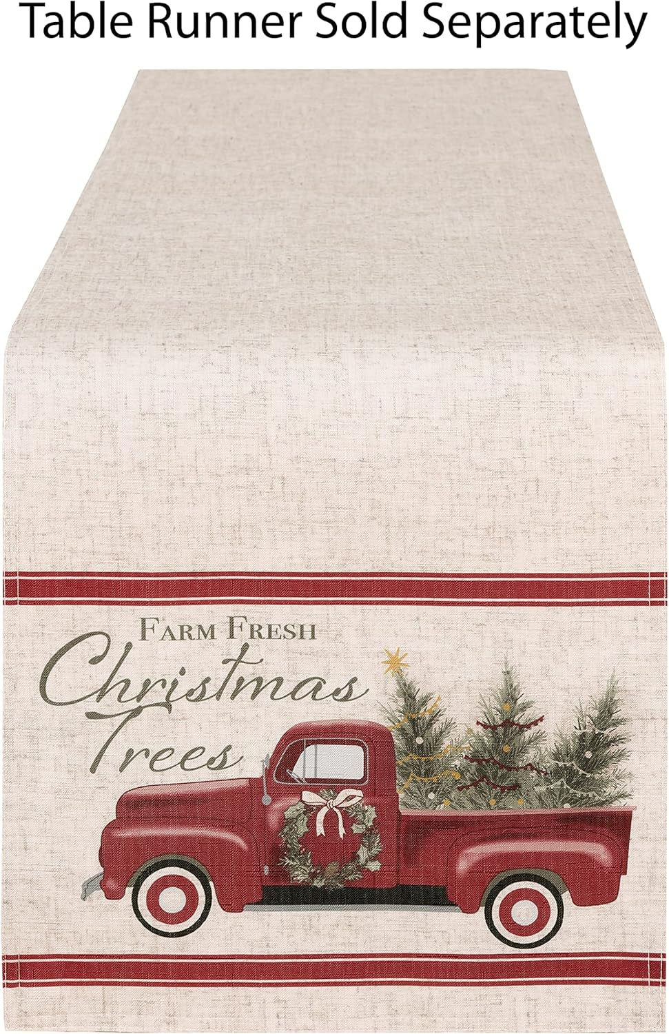 Christmas Pine Hill Tree Farm 52 X 70 Inch Rectangle Fabric Tablecloth, Nostalgic Retro Holiday Country Farm Truck No Iron and Stain Resistant Table Cover for Party, Banquet and Buffet