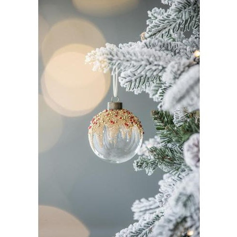 D3 Christmas Ball Ornaments, Glass Decorative Hanging Ball Christmas Tree Ornaments For Holiday Party Decorations, Set Of 12