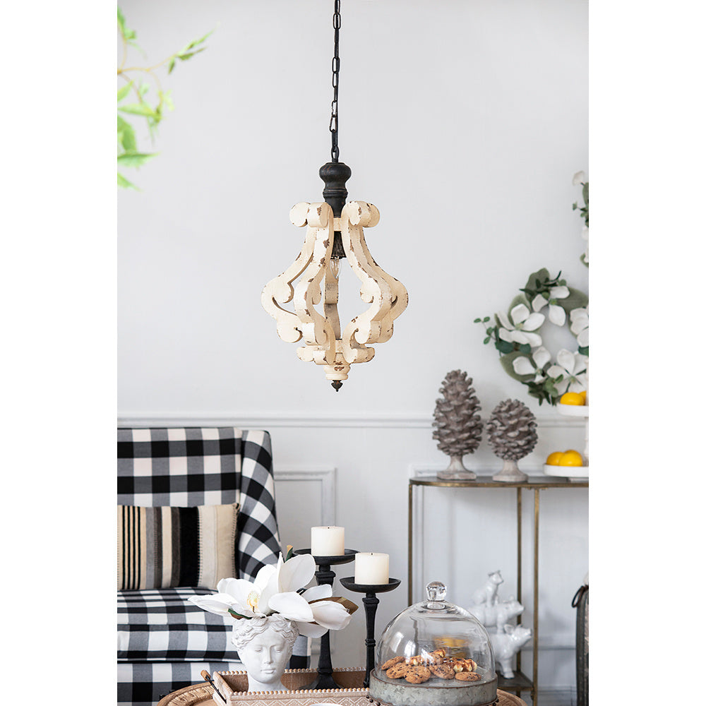 Farmhouse Chandelier, Dilapidated White Chandelier French Country Wood Chandelier For Living Room Foyer, Bulb Not Included