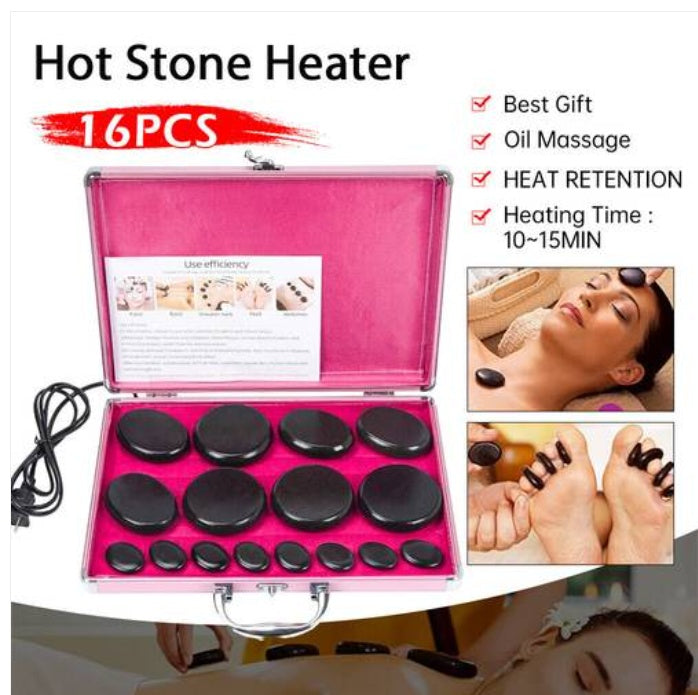 16Pcs Hot Massage Basalt Stone Volcanic Stones Kit Rock SPA Oiled Massager Salon