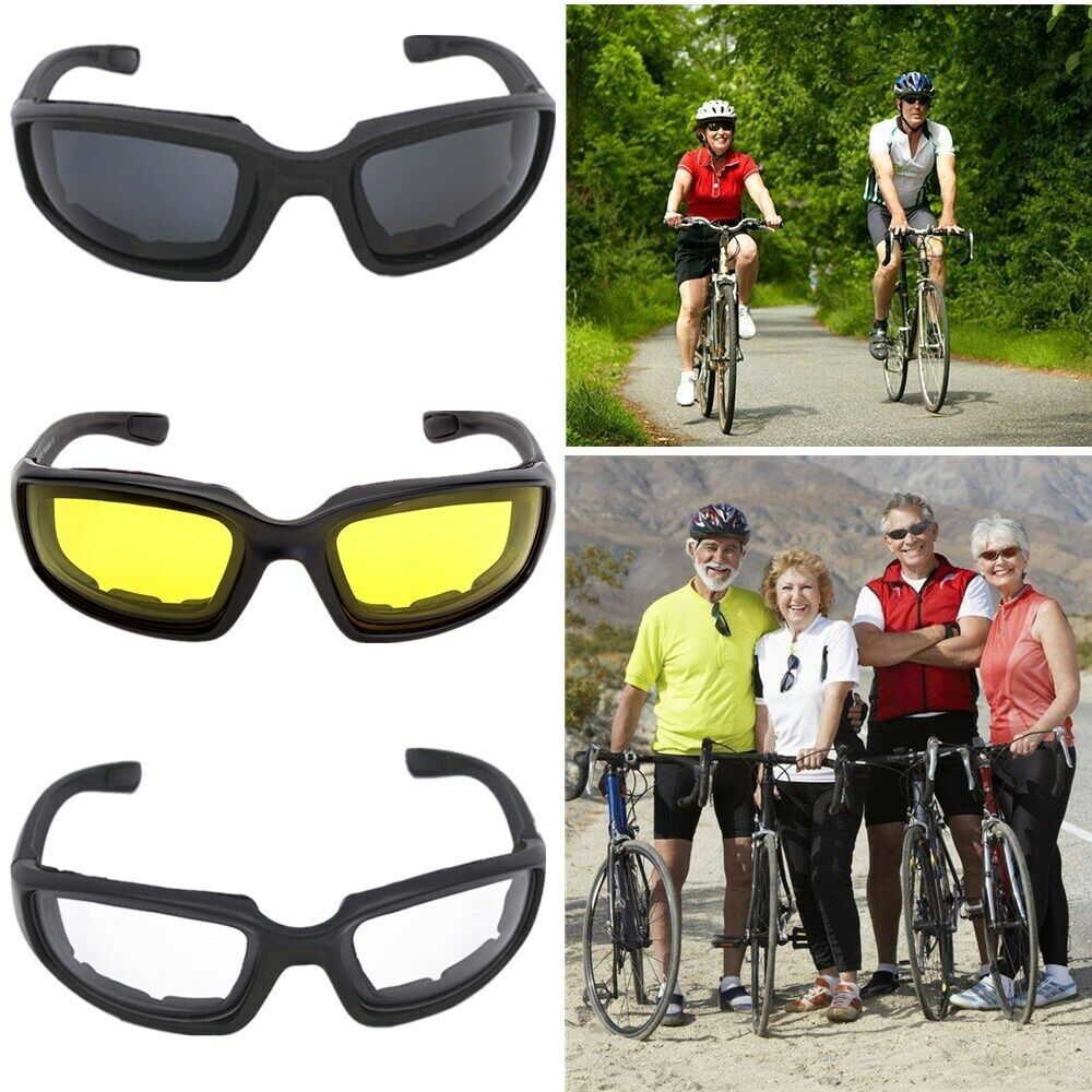 Pair Motorcycle Sports Padded Biker Riding Glasses Wind Resistant Sunglasses