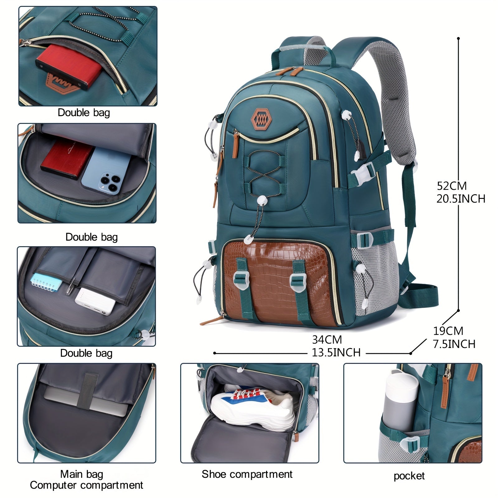 Large Capacity Travel Backpack with Shoe Storage